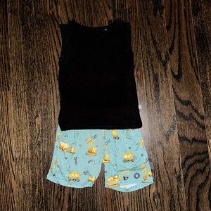 Kids Posh Peanut limited edition Construction Vehicle Print Shorts and tank
